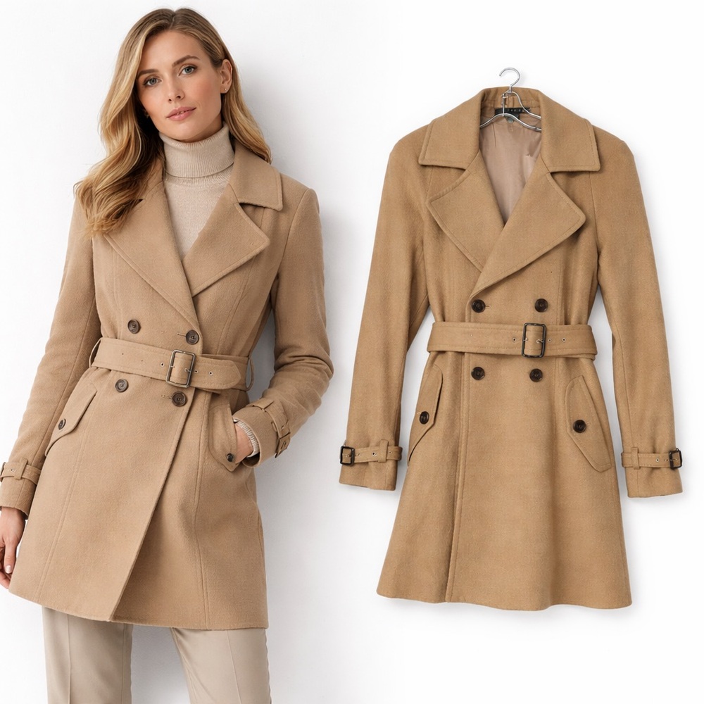 Theory Cellena B Cashmere Blend Belted Coat Camel M